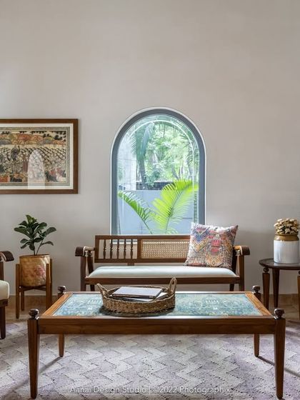 Full views of our studio's living room setup, featuring the Temple Tree collection. These images show how our furniture comes together to create a warm, inviting, and cohesive living space.