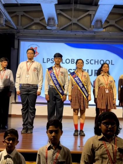 Our new Head Boy and Head Girl stand proudly on stage with school leaders after being formally inducted. We provide our student leaders with a platform to develop their skills and serve as role models for their peers.