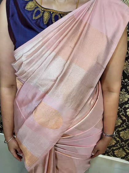 This is a great example of a student's work from a one-day self-draping session, focusing on achieving neat hip pleats.