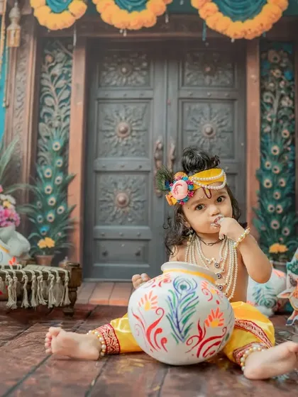 This little Krishna is caught tasting from the 'matka' (pot).