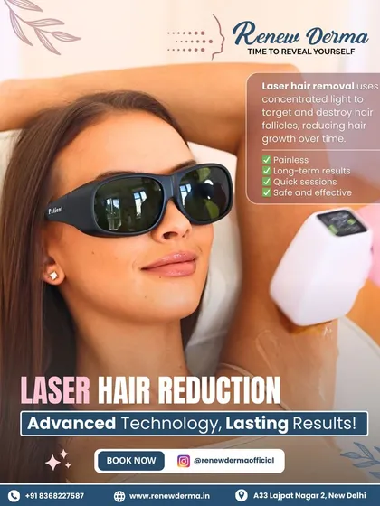 This image captures a moment during an underarm laser hair reduction session. The client is relaxed, wearing protective eyewear, as our advanced technology works to deliver lasting results, painlessly.