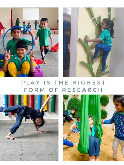 Play is the highest form of research. Whether climbing, building, digging in the sand, or engaging in imaginative games, our children are constantly learning, problem-solving, and developing socially and physically in our prepared play spaces.