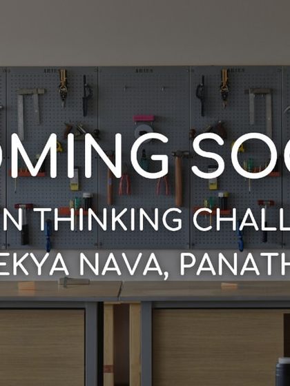 Coming Soon: Design Thinking Challenge. This teaser image, set against the backdrop of our Makery tool wall, builds anticipation for an event where students engage in hands-on projects to solve real-world problems.