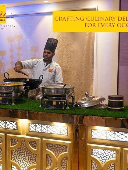 We are dedicated to crafting culinary delights for every occasion. Here, one of our chefs is seen in action at a live cooking station, ensuring every dish is prepared fresh and served hot to your guests.