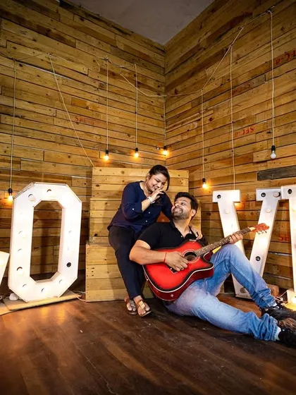 A fun and relaxed pre-wedding shoot in a studio setting. We offer versatile pre-wedding photography sessions, helping you get comfortable in front of the camera while capturing your personality as a couple before the big day celebrations begin.