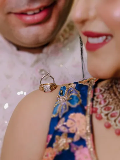 It's all in the details. A creative ring shot from Saksham and Pooja's engagement. I believe that capturing the small details, like the wedding rings, adds a rich layer of storytelling to your final gallery.