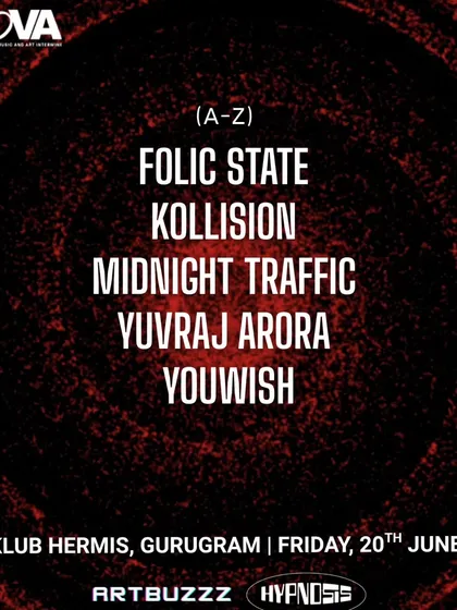 The artist list for the 'Nova' event, showing the alphabetical lineup.