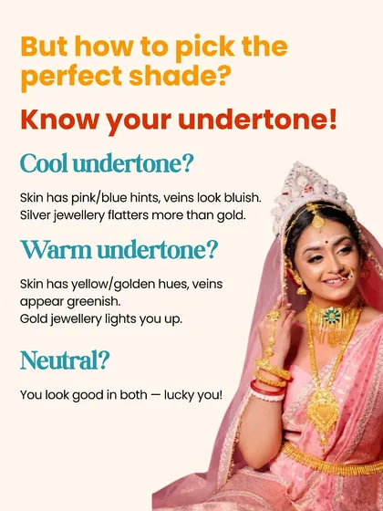 To pick the perfect shade, you need to know your skin's undertone. This guide helps you determine if you have a cool, warm, or neutral undertone to find the most flattering saree color.