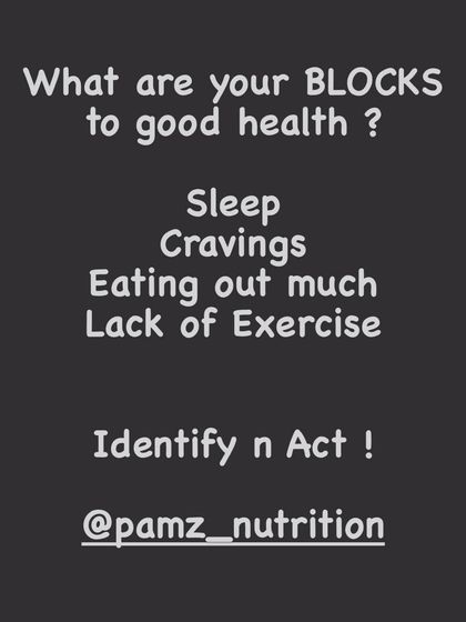 What are the blocks to your good health? Is it poor sleep, cravings, eating out too often, or a lack of exercise? The first step is to identify your personal challenges, and then we can create a strategy to act on them.