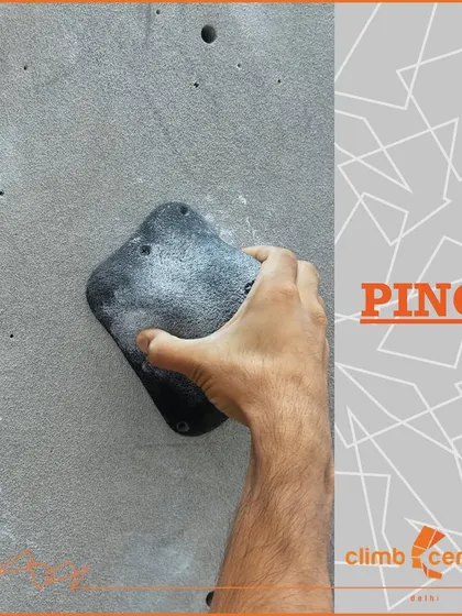 The 'pinch' grip is great for building finger and thumb strength. You generate power by squeezing the hold between your thumb and fingers.