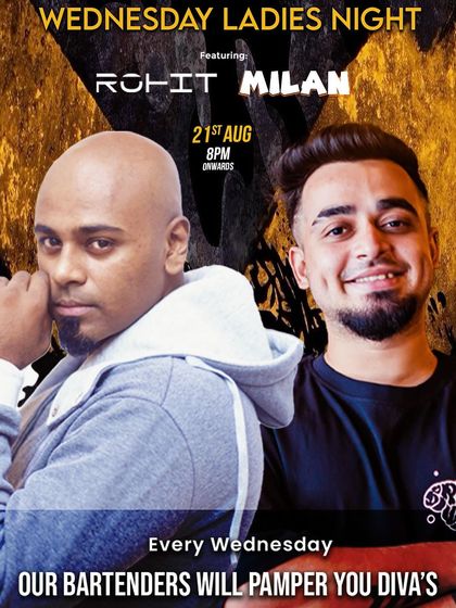 A flyer for a Ladies Night with a cool, urban background.