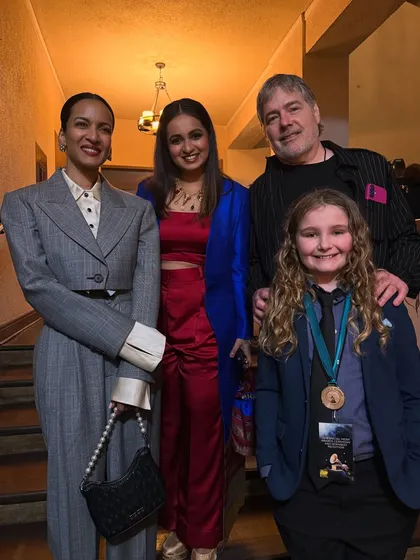 A lovely photo with Anoushka Shankar and Bela Fleck. The Grammy events are a wonderful opportunity to connect with artists from all over the world.