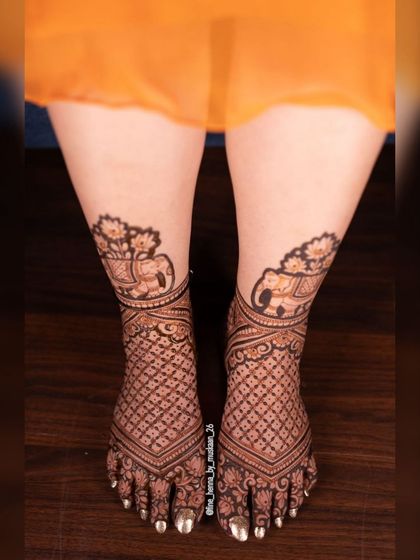 Here is a collection of my bridal feet designs. You can see the variety from full traditional patterns with elephants and peacocks to more modern floral and geometric styles.