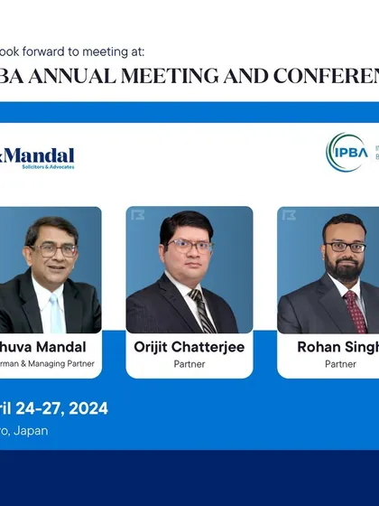 This graphic announces our firm's delegation to the IPBA Annual Meeting and Conference in Tokyo. Our Chairman and two Partners attended, reinforcing our commitment to international legal networks and cross border practice.