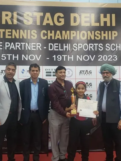 Akanksha Singhal receiving her Gold medal and certificate at the Delhi State Championship, a huge milestone for our young champion.