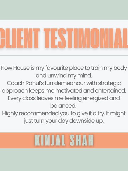 "Flow House made me LIMITLESS!!!" A glowing review from our client Kinjal Shah, who loves the strategic approach and energized feeling after every class.