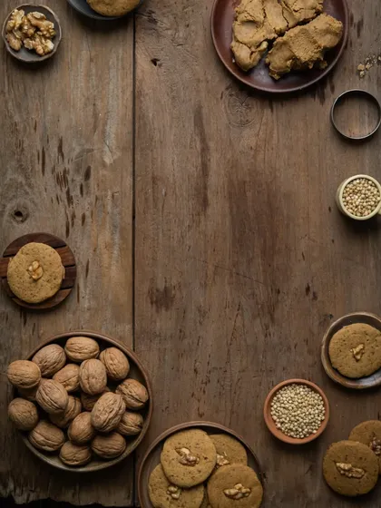 A minimalist version of the cookie shoot, using negative space to create a clean, modern composition while still maintaining a rustic feel.