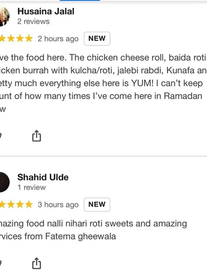 More fantastic reviews from our Ramadan feast. Guests loved the Chicken Cheese Roll, Baida Roti, Jalebi Rabdi, and Kunafa.