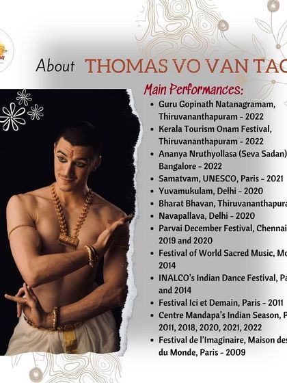 Highlighting the extensive performance history of Thomas Vo Van Tao. By sharing our guest artists' credentials, we give our audience a deeper appreciation for the expertise they bring to the *kalari*.