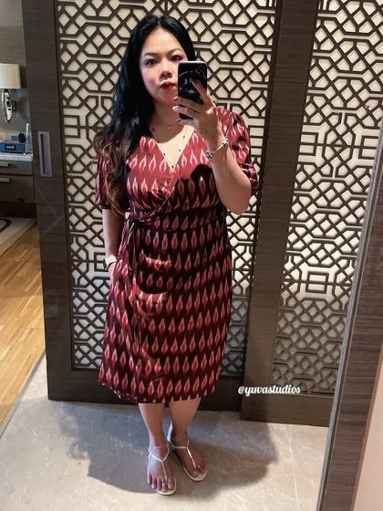 A mirror selfie from a dear friend and customer wearing the Ikat wrapped Angrakha. She looks absolutely radiant and stylish.