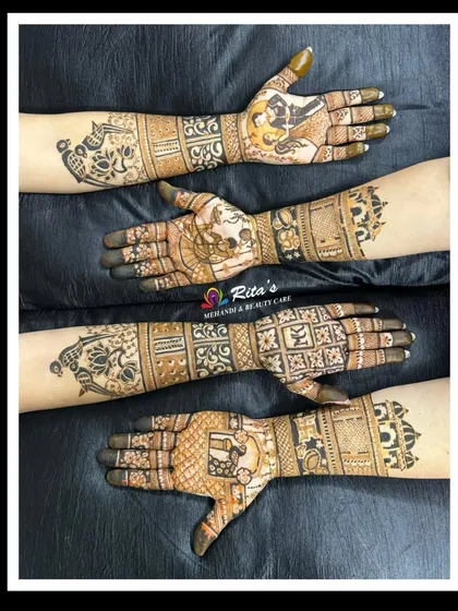 A collection of different hand designs for the Teej festival, showing the variety of styles I can create for any occasion.