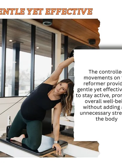 This side-body stretch on the reformer is a perfect example of a gentle yet effective exercise for pregnancy. It helps create space and relieve tension, all while keeping you and the baby safe.