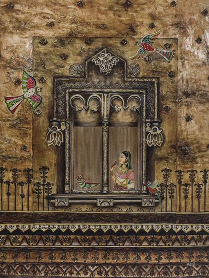 This piece from my Doors & Windows series was inspired by different cultures and architectures. I love bringing my favorite elements together to create a new story.