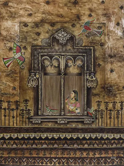 This piece from my Doors & Windows series was inspired by different cultures and architectures. I love bringing my favorite elements together to create a new story.