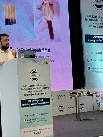 Speaking at a Trichology meeting in Chandigarh. I enjoy traveling to teach and discuss my favorite subjects, like PRP and GFC treatments for hair.