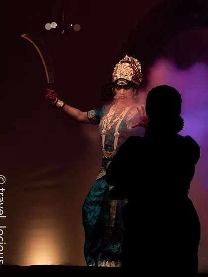 A powerful moment from our 'Shakti Stuti' dance drama. Portraying the fierce and divine energy of the Goddess through classical dance is an intense and fulfilling experience.