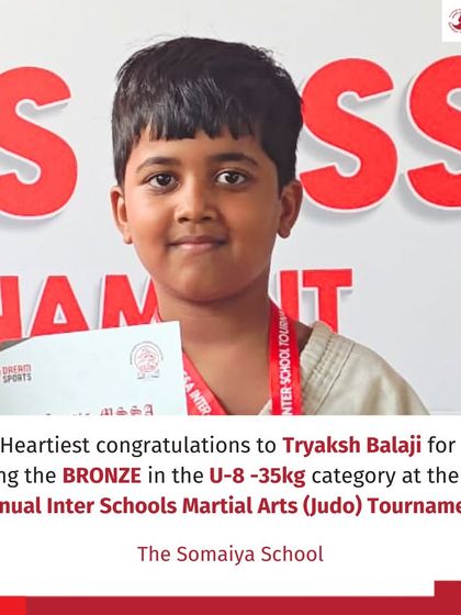 Tryaksh Balaji, a young judoka from The Somaiya School, after winning a bronze medal at the MSSA Annual Inter Schools Martial Arts Tournament.