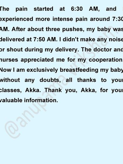 After just a short period of intense pain and a few pushes, her baby was born. The doctors and nurses appreciated her calm cooperation, a direct result of her mental and physical preparation.