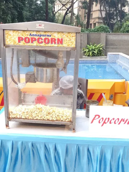 No party is complete without snacks. I provide a commercial popcorn machine that makes fresh, hot popcorn on-site, complete with an attendant to serve your guests.