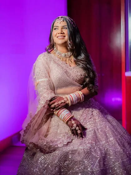 Palak looking effortlessly beautiful. The makeup is subtle yet impactful, ensuring she looks like the best version of herself on her wedding day.