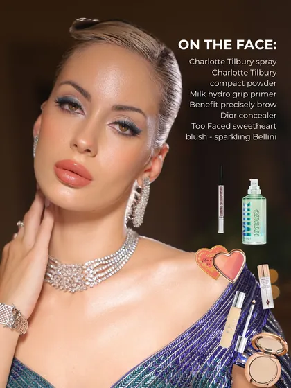 A breakdown of the face products used to create this flawless, sculpted base. Every product is placed with purpose to achieve that glass-skin finish.
