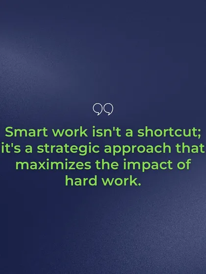 Smart work isn't a shortcut, it's a strategy to maximize the impact of your hard work. Roger Federer is the perfect example. He combined a relentless work ethic with intelligent strategy, and that's what I teach my players.