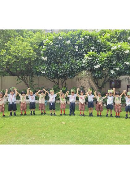 Students celebrate Van Mahotsav by holding hands in our school's green space. This festival of trees is an important part of our efforts to promote environmental awareness and action.