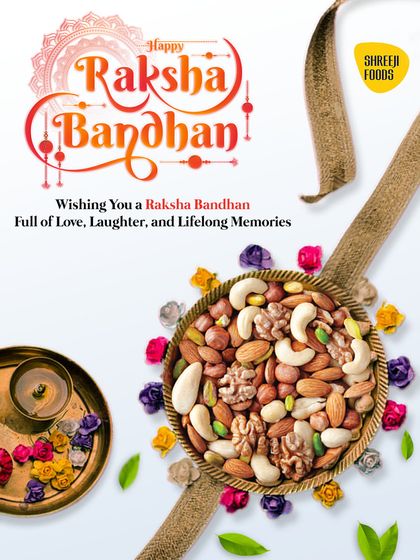 For Raksha Bandhan, a festival of love and memories, this thali with my premium nuts is a perfect gift. It’s a traditional and healthy way to celebrate the bond between siblings.