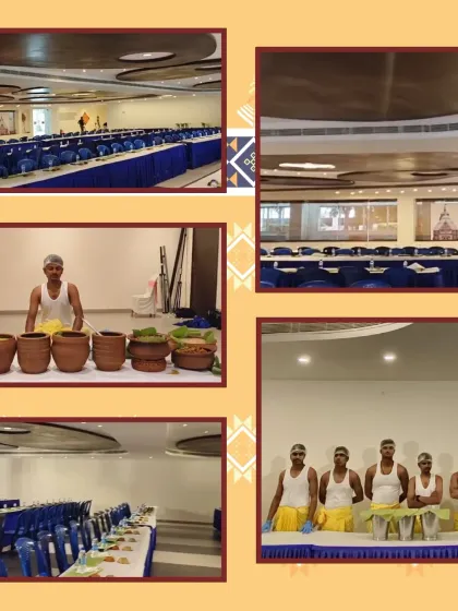 Setting up for a large 'pangat' style meal. We arrange seating in long rows so guests can enjoy their food together, creating a communal and traditional dining experience that is perfect for housewarmings, pujas, and other religious functions.
