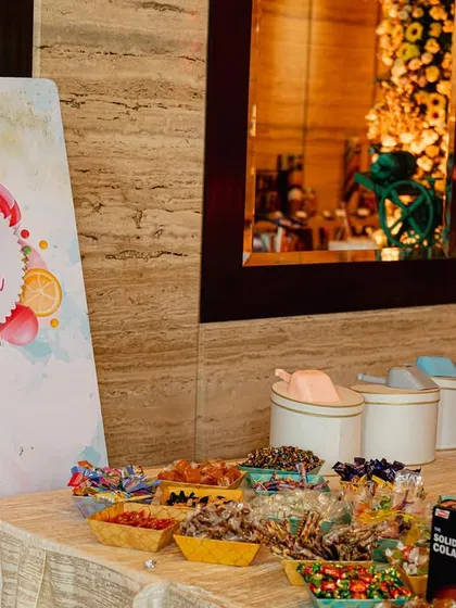 A "Bachpan Ka Pyaar" candy stall, filled with nostalgic sweets from childhood. This simple idea brings a smile to everyone's face and adds a touch of playful charm.
