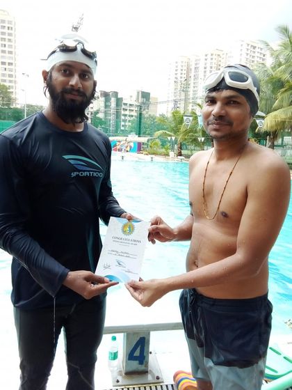 We celebrate another student who has advanced to the next level at our school. His hard work is an inspiration, and we look forward to seeing him achieve even greater success in the pool.