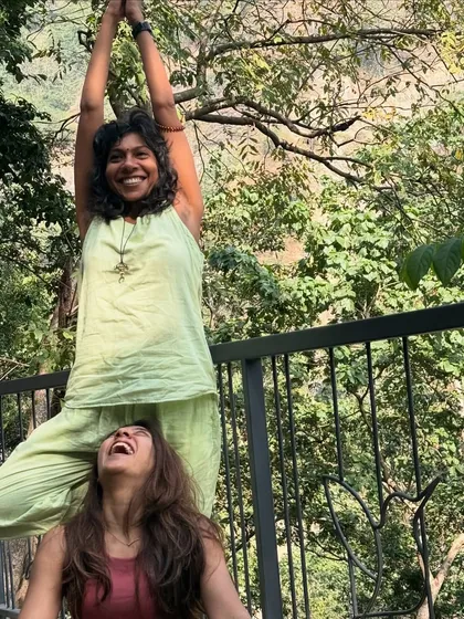 The joy of connection. Partner yoga during our retreat brought so much laughter and lightness. These are the 'glimmering' moments that have a powerful positive impact on our wellbeing.