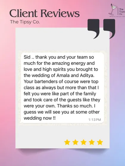 This client review highlights what we strive for: being treated "like part of the family" and taking care of guests as our own. It's about more than just drinks; it's about hospitality.