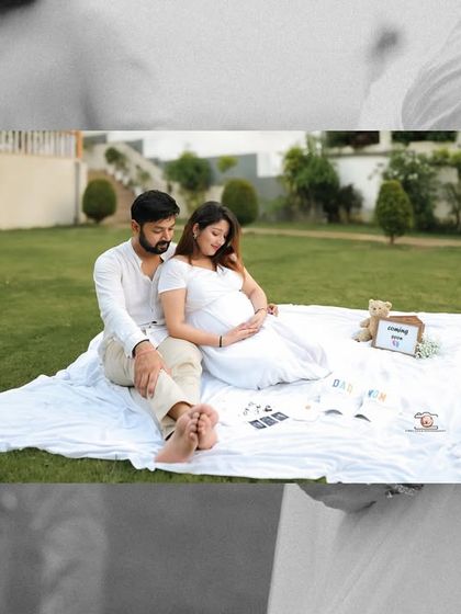 An artistic shot of the couple's picnic, framed by a soft white foreground. This creative composition adds a dreamy and intimate feel to the photograph.