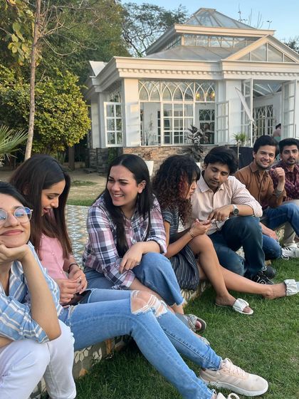 Chilling on the grass between takes with the other models from the McVitie's shoot. These moments of camaraderie are what make work feel like fun.