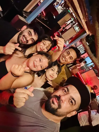 A selfie with a fun group of people at JUICEY Fridays.