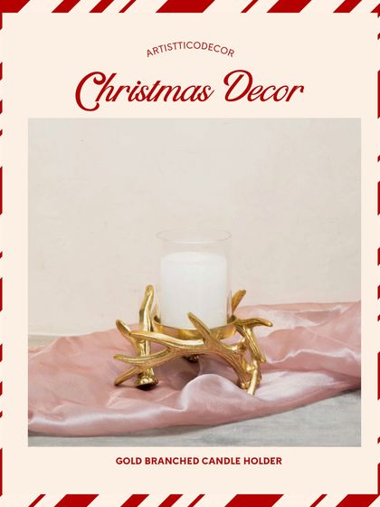 This gold branched candle holder is a statement piece for your Christmas decor, adding an organic yet glamorous touch to your table.
