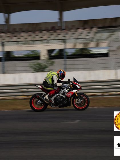 One of our instructors leading the way on an Aprilia Tuono. The experience our instructors bring from years of racing is invaluable for our students.