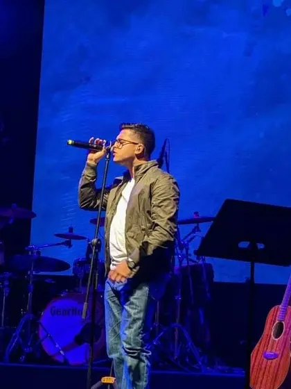 A profile shot of me singing at the Mumbai show. I was fighting a cold that night but was determined to give my all for the fans who came out to see us.