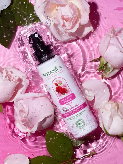 To convey the freshness of this rose mist, we created a real splash. This shot uses crisp, high-speed photography to freeze the motion of water, capturing a moment of pure hydration that makes the product feel refreshing and effective.